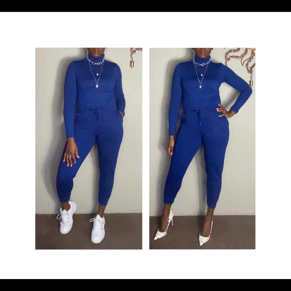 Mid Navy Sophia Turtleneck Sweatpants Set